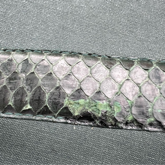 Snake Skin Leather Belt Vintage Emerald Green Size M/L Good Condition - Picture 9 of 9